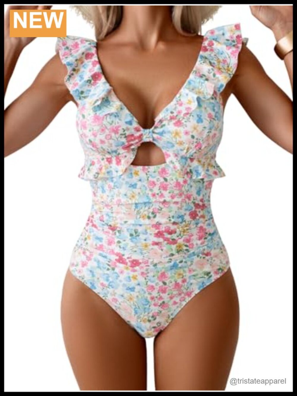 Aidonger One Piece Swimsuit Tummy Control Ruffle V-Neck Push Up Bathing Suit